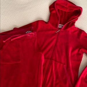 Juicy Couture red velor/velvet sweat suit